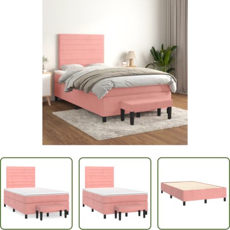 vidaXL Letto rosa -  Giroletto a Molle con Materasso Rosa 120x200 cm in Velluto