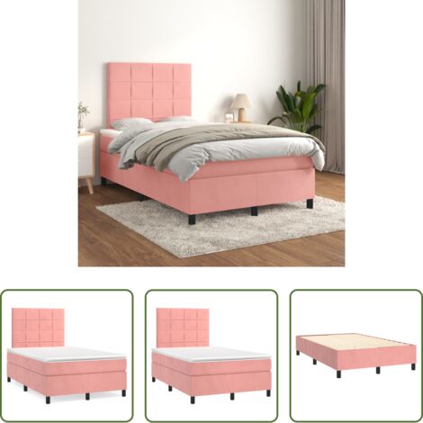 vidaXL Letto rosa -  Giroletto a Molle con Materasso Rosa 120x200 cm in Velluto