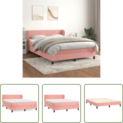 vidaXL Letto rosa -  Giroletto a Molle con Materasso Rosa 140x190 cm in Velluto