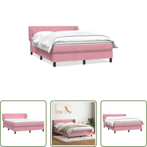 vidaXL Letto rosa -  Giroletto a Molle con Materasso Rosa 160x210 cm in Velluto