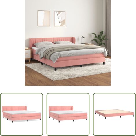 vidaXL Letto rosa -  Giroletto a Molle con Materasso Rosa 180x200 cm in Velluto