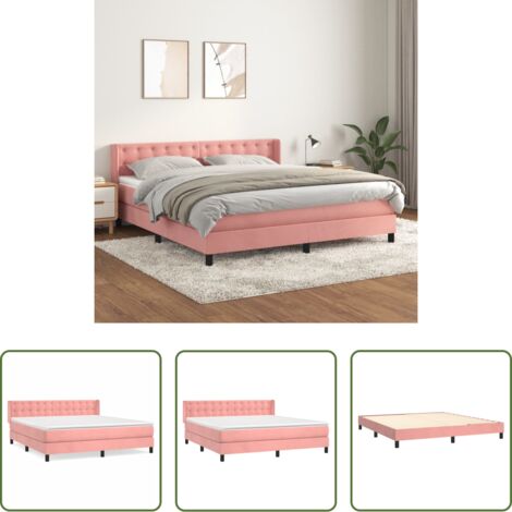 vidaXL Letto rosa -  Giroletto a Molle con Materasso Rosa 180x200 cm in Velluto