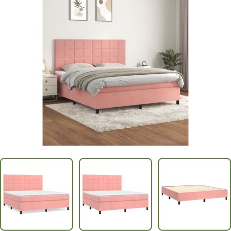 vidaXL Letto rosa -  Giroletto a Molle con Materasso Rosa 180x200 cm in Velluto