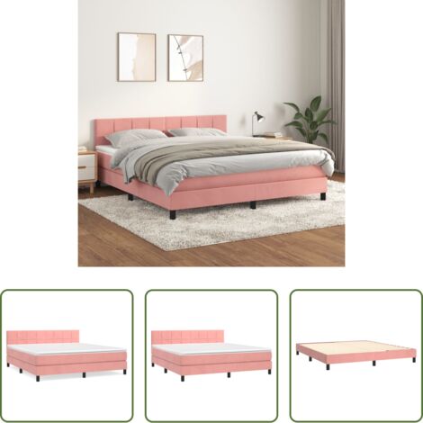 vidaXL Letto rosa -  Giroletto a Molle con Materasso Rosa 180x200 cm in Velluto
