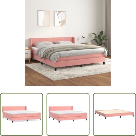 vidaXL Letto rosa -  Giroletto a Molle con Materasso Rosa 180x200 cm in Velluto