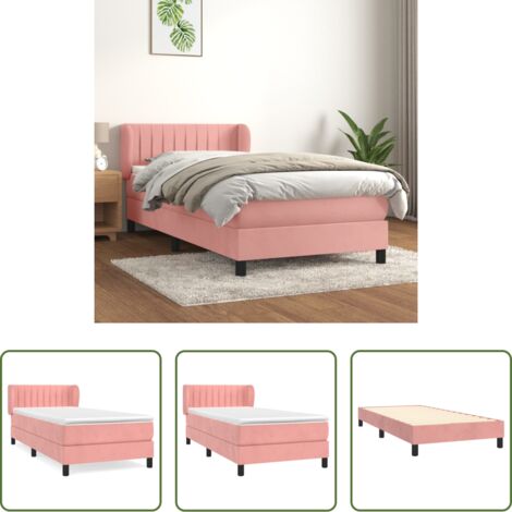 vidaXL Letto rosa - Giroletto a Molle con Materasso Rosa 80x200 cm in Velluto