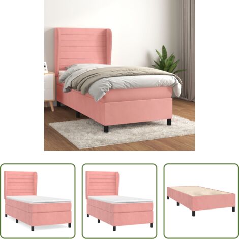 vidaXL Letto rosa -  Giroletto a Molle con Materasso Rosa 80x200 cm in Velluto