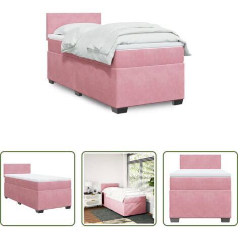 vidaXL Letto rosa -  Giroletto a Molle con Materasso Rosa 80x200 cm in Velluto