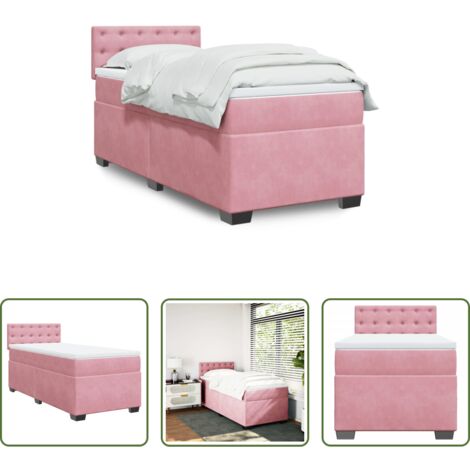 vidaXL Letto rosa -  Giroletto a Molle con Materasso Rosa 80x200 cm in Velluto