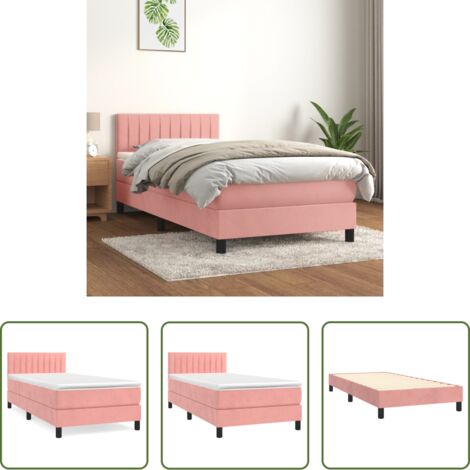 vidaXL Letto rosa - Giroletto a Molle con Materasso Rosa 90x190 cm in Velluto
