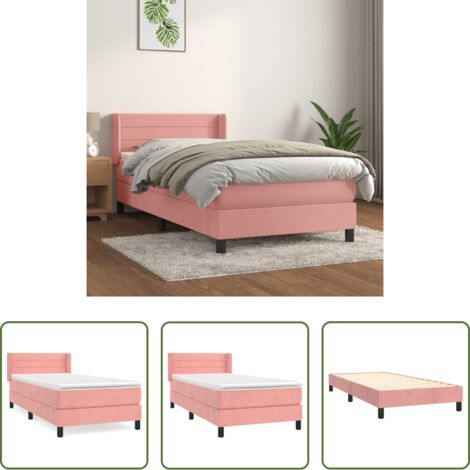 vidaXL Letto rosa -  Giroletto a Molle con Materasso Rosa 90x190 cm in Velluto