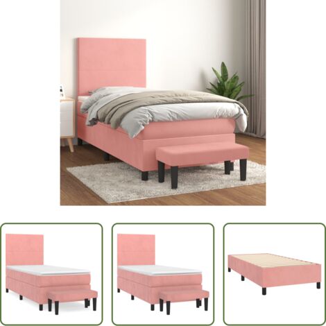 vidaXL Letto rosa -  Giroletto a Molle con Materasso Rosa 90x190 cm in Velluto