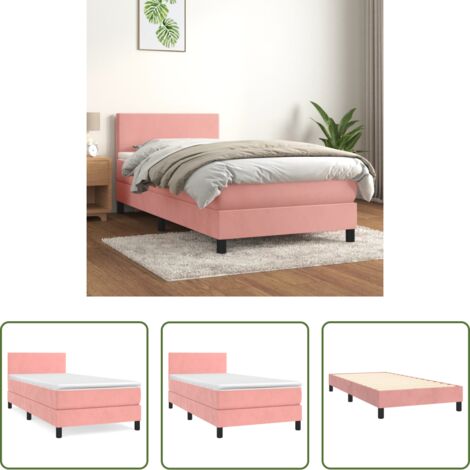 vidaXL Letto rosa -  Giroletto a Molle con Materasso Rosa 90x200 cm in Velluto