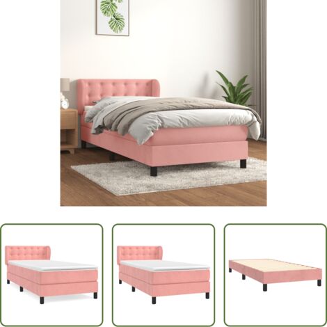 vidaXL Letto rosa -  Giroletto a Molle con Materasso Rosa 90x200 cm in Velluto