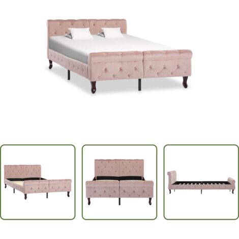 vidaXL Letto Rosa -  Giroletto Rosa in Velluto 120x200 cm