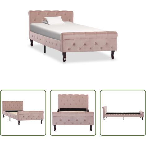 vidaXL Letto Rosa -  Giroletto Rosa in Velluto 90x200 cm