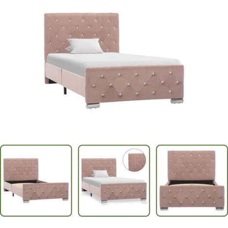 vidaXL Letto Rosa -  Giroletto Rosa in Velluto 90x200 cm