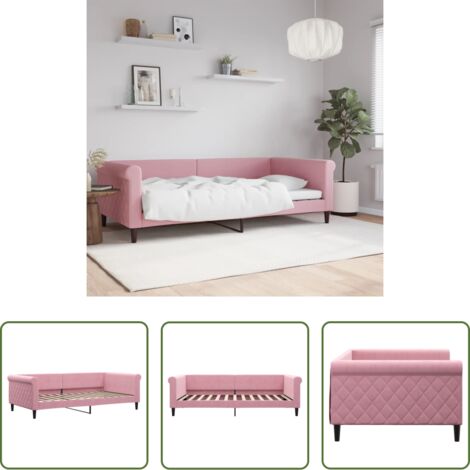vidaXL Letto Rosa -  Letto da Giorno Rosa 100x200 cm in Velluto