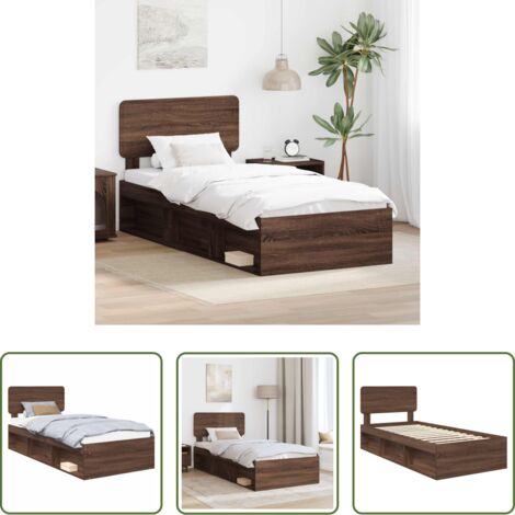 vidaXL Letto Rovere - Struttura del letto Rovere Marrone 90 x 190 cm Pino massello