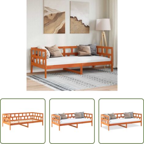 vidaXL Letto rustico -  Dormeuse senza Materasso Marrone Cera 90x200 cm Legno di Pino