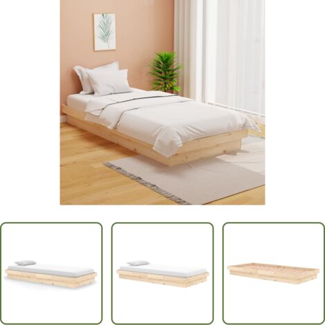 vidaXL Letto rustico -  Giroletto in Legno Massello 90x200 cm