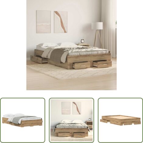 vidaXL Letto rustico -  Struttura del letto Rovere artigianale 120 x 190 cm