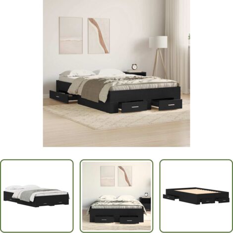 vidaXL Letto rustico -  Struttura del letto Rovere Nero 120 x 200 cm Legno multistrato