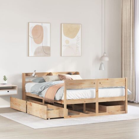 vidaXL Letto senza Materasso 135x190 cm in Legno Massello di Pino