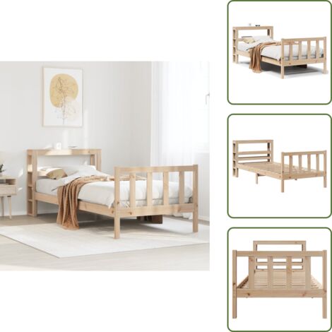 vidaXL Letto senza Materasso 75x190 cm in Legno Massello Pino