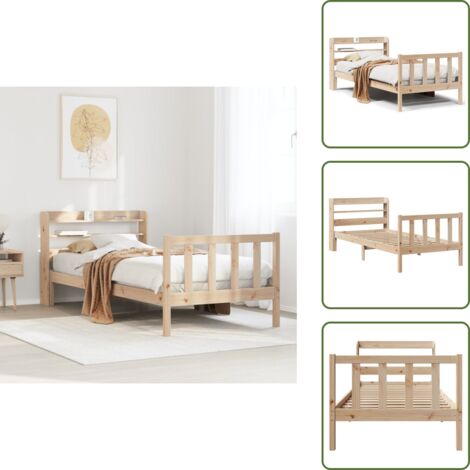 vidaXL Letto senza Materasso 75x190 cm in Legno Massello Pino