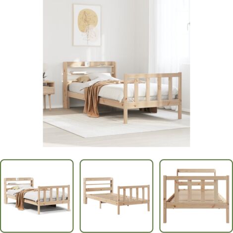 vidaXL Letto senza Materasso 75x190 cm in Legno Massello Pino