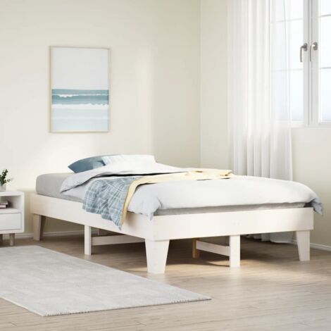 vidaXL Letto senza Materasso Bianco 120x200 cm Legno Massello di Pino