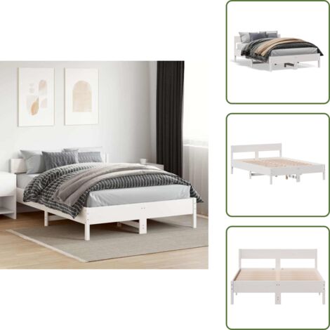 - vidaXL Letto senza Materasso Bianco 120x200 cm Legno Massello di Pino -
