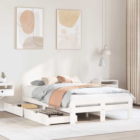vidaXL Letto senza Materasso Bianco 135x190 cm Legno Massello di Pino