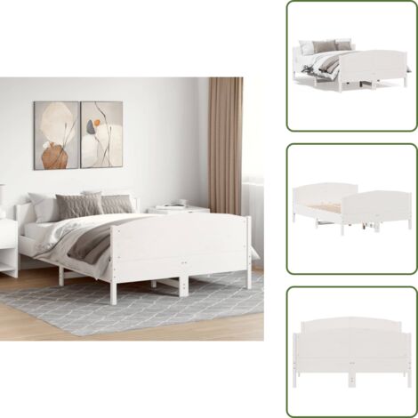 - vidaXL Letto senza Materasso Bianco 135x190 cm Legno Massello di Pino -
