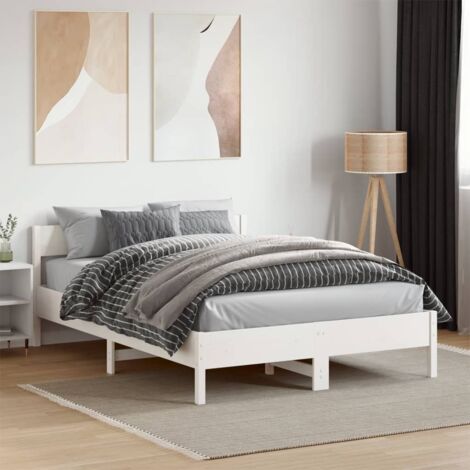 vidaXL Letto senza Materasso Bianco 140x190 cm Legno Massello di Pino