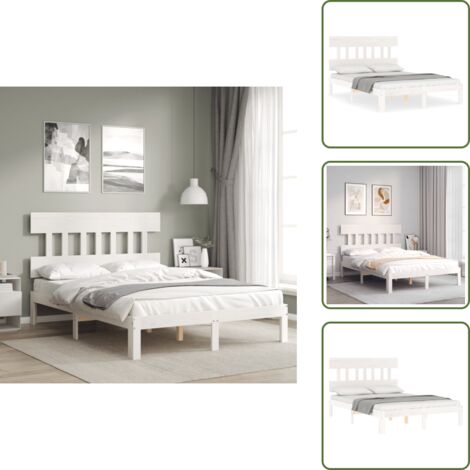 - vidaXL Letto senza Materasso Bianco 140x190 cm Legno Massello di Pino -