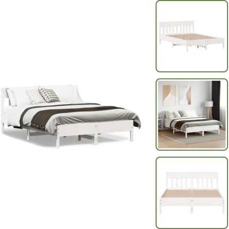 - vidaXL Letto senza Materasso Bianco 140x190 cm Legno Massello di Pino -
