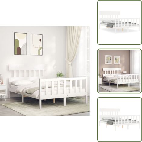 vidaXL Letto senza Materasso Bianco 140x190 cm Legno Massello di Pino