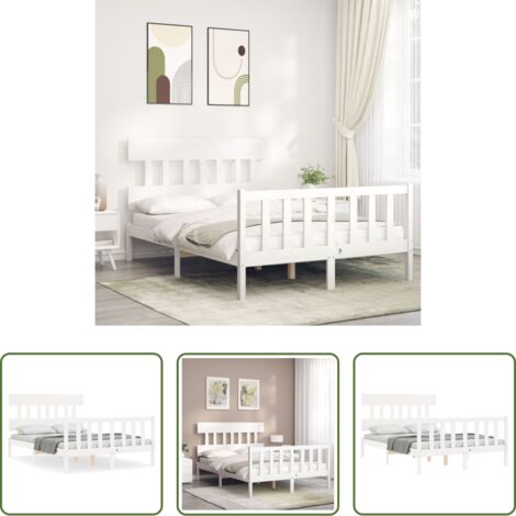 vidaXL Letto senza Materasso Bianco 140x190 cm Legno Massello di Pino