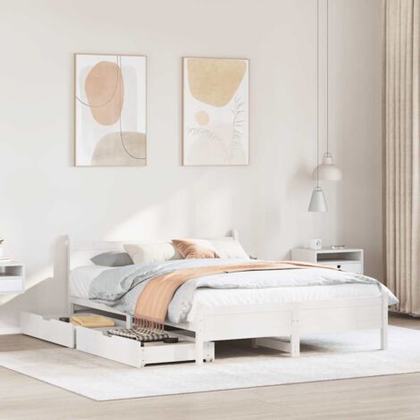 vidaXL Letto senza Materasso Bianco 140x200 cm Legno Massello di Pino
