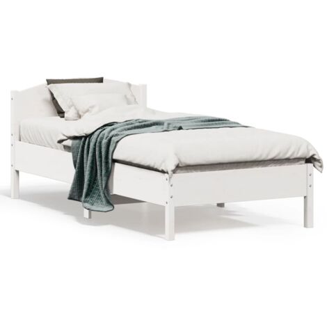 vidaXL Letto senza Materasso Bianco 75x190 in Legno Massello di Pino