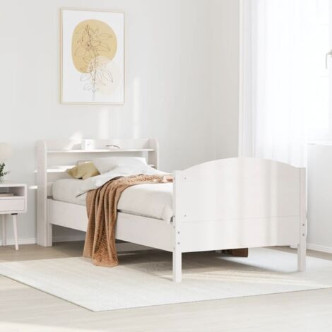 vidaXL Letto senza Materasso Bianco 75x190 in Legno Massello di Pino