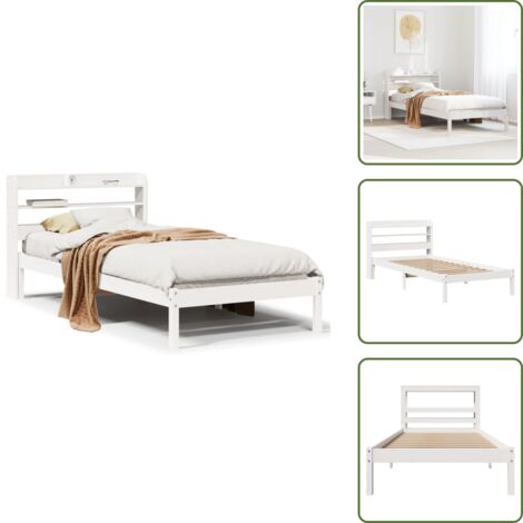 - vidaXL Letto senza Materasso Bianco 75x190 in Legno Massello di Pino -