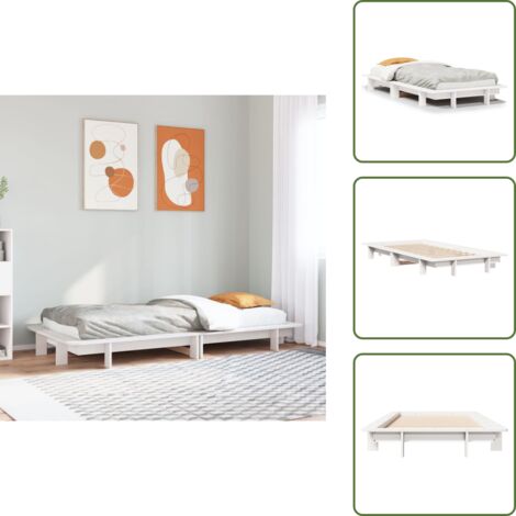 - vidaXL Letto senza Materasso Bianco 75x190 in Legno Massello di Pino -