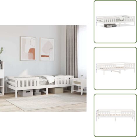 - vidaXL Letto senza Materasso Bianco 75x190 in Legno Massello di Pino -