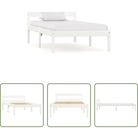 vidaXL Letto senza materasso -  Dormeuse Estraibile senza Materasso Bianca Legno Pino 90x200 cm