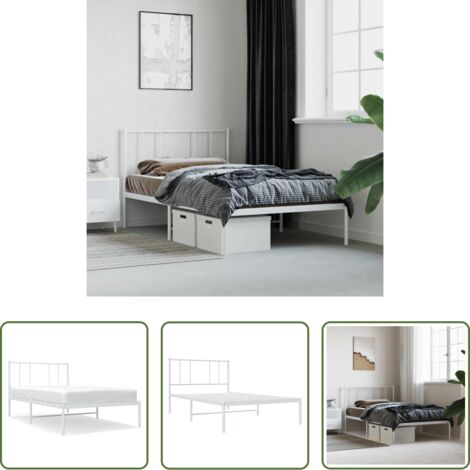 vidaXL Letto senza materasso -  Giroletto senza Materaso con Testiera Metallo Bianco 75x190 cm