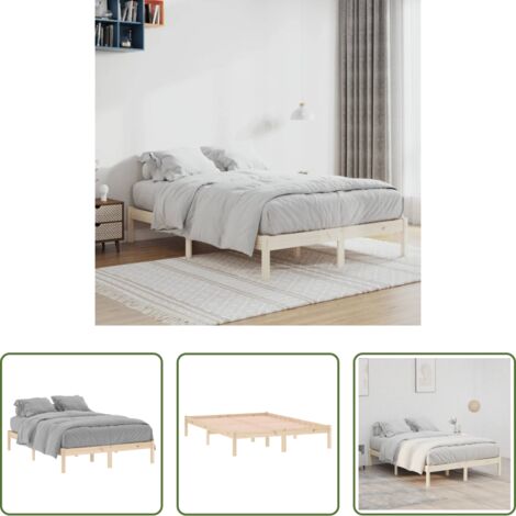 vidaXL Letto senza materasso -  Giroletto senza Materasso 135x190 cm in Legno di Pino Full