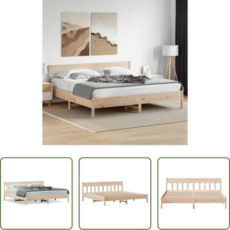 vidaXL Letto senza materasso -  Giroletto senza Materasso 180x200 cm in Legno Massello di Pino